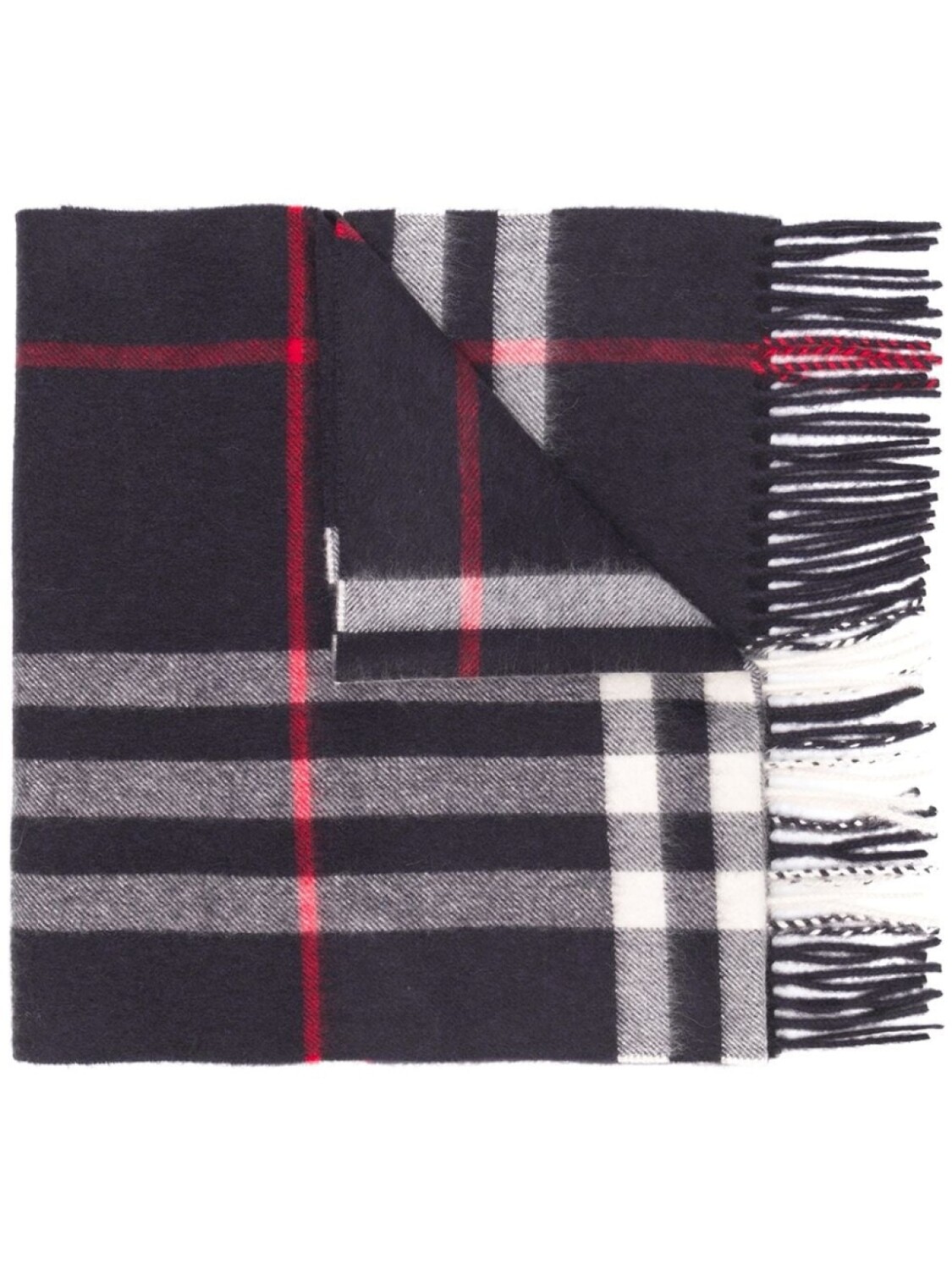 

Burberry кашемировый шарф в клетку с бахромой, синий