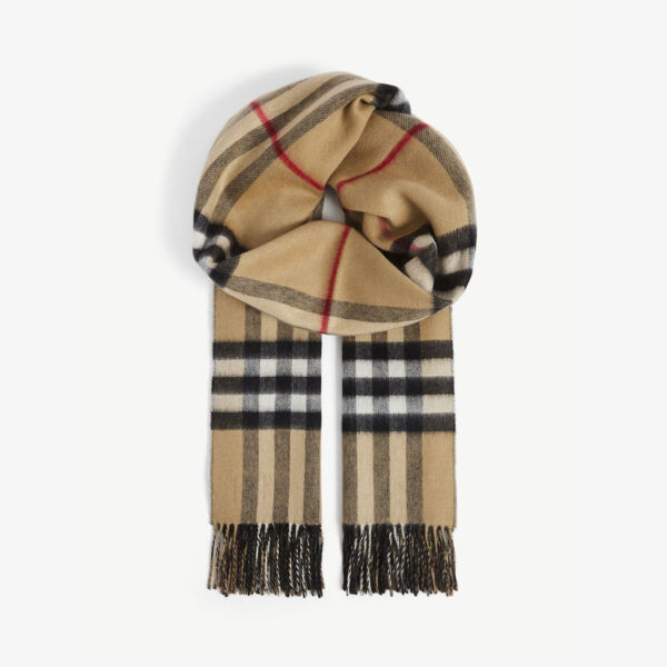 

Кашемировый шарф в гигантскую клетку с кисточками Burberry, черный