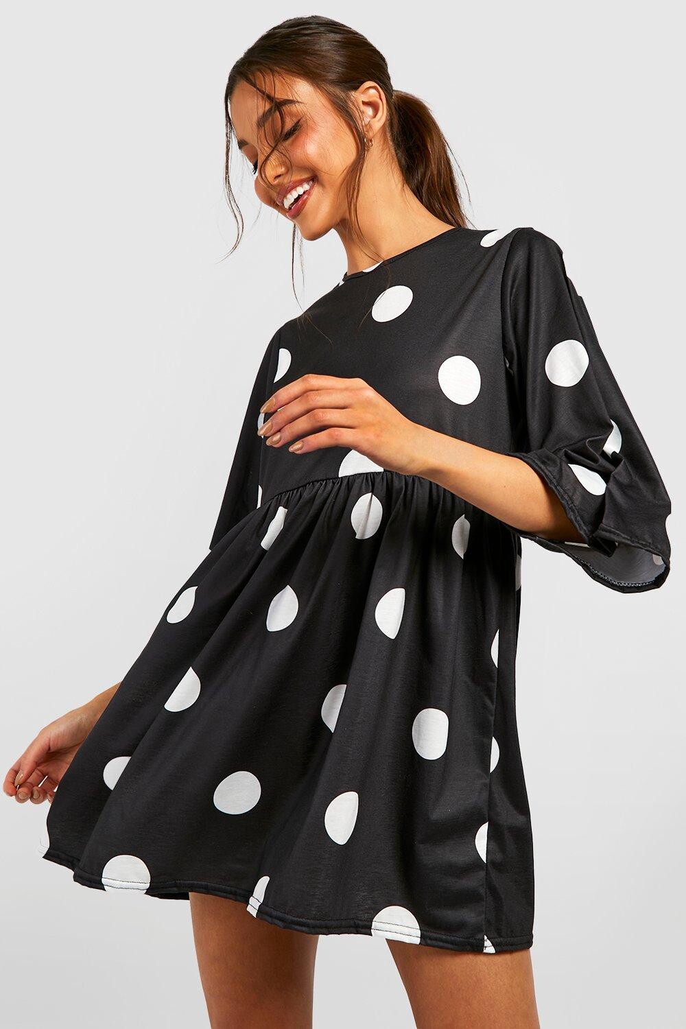 

Платье в гороток Boohoo, черный
