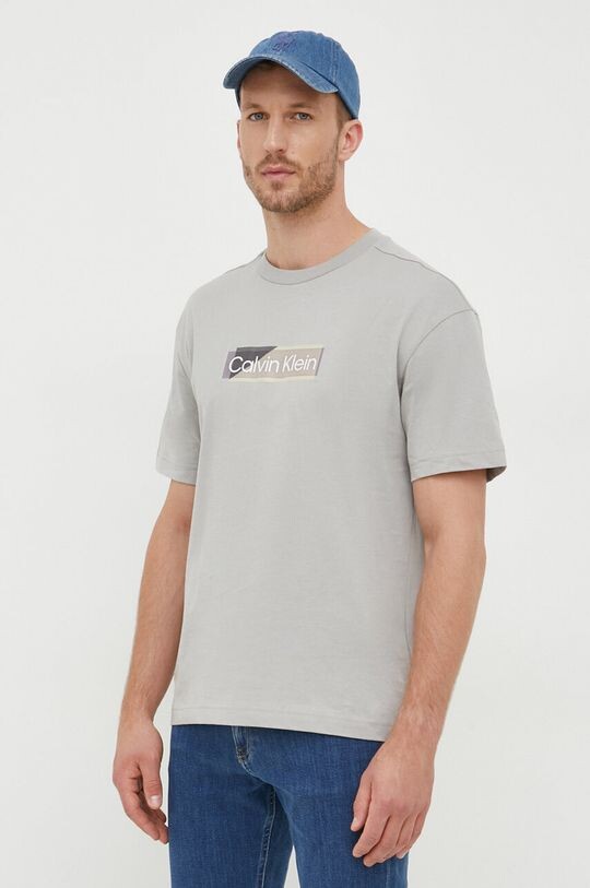 

Хлопковая футболка Calvin Klein, серый