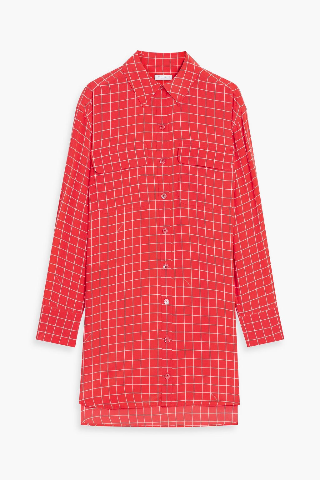 Платье-рубашка Ellene из шелкового крепа в клетку EQUIPMENT, красный