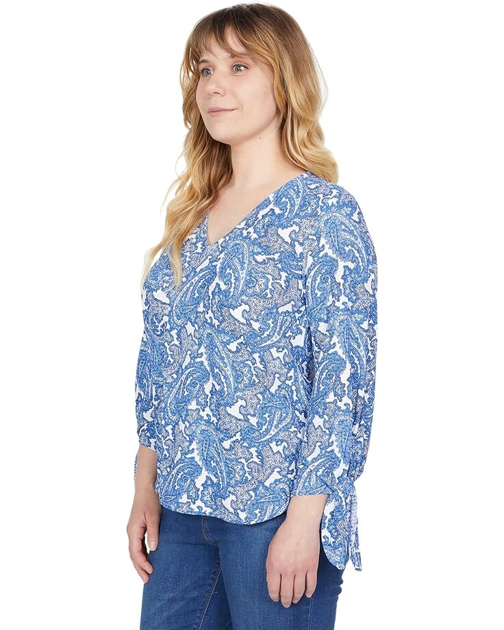 Топ Michael Kors Paisley Seersucker Tie Sleeve Top, белый