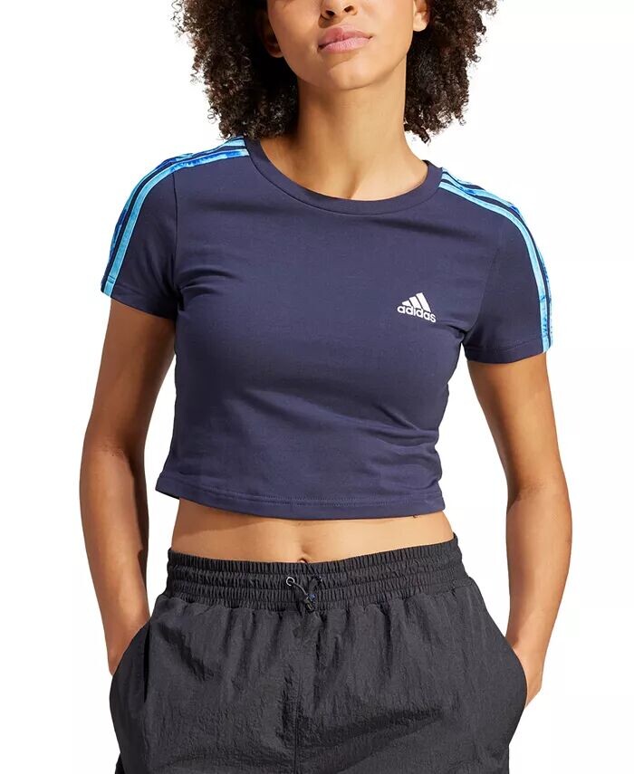 

Женская укороченная футболка с 3 полосками «Baby» Essentials adidas, синий