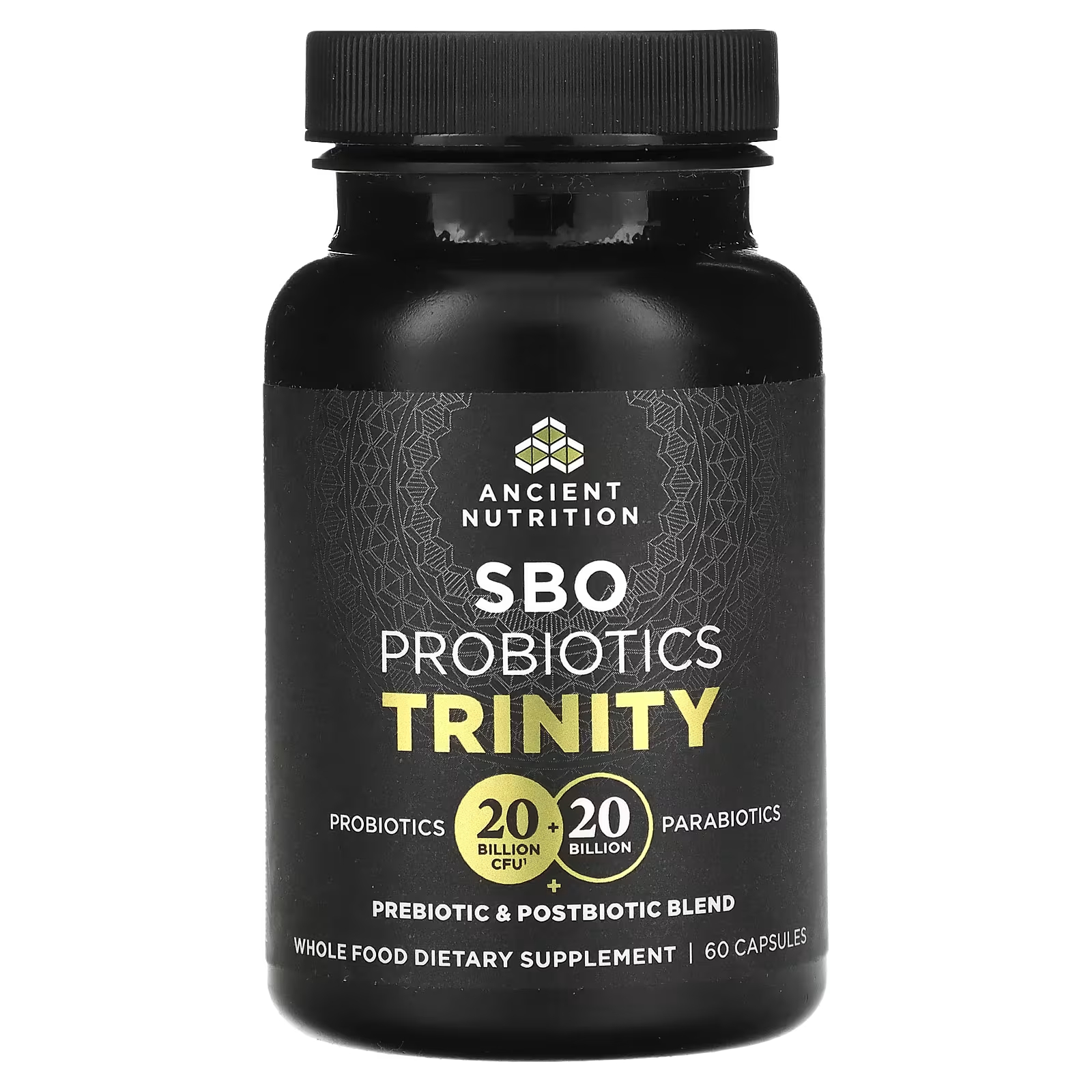 Пробиотик Ancient Nutrition SBO Trinity, 60 капсул culturelle пробиотики повышенная эффективность 20 миллиардов кое 20 вегетарианских капсул для приема один раз в день