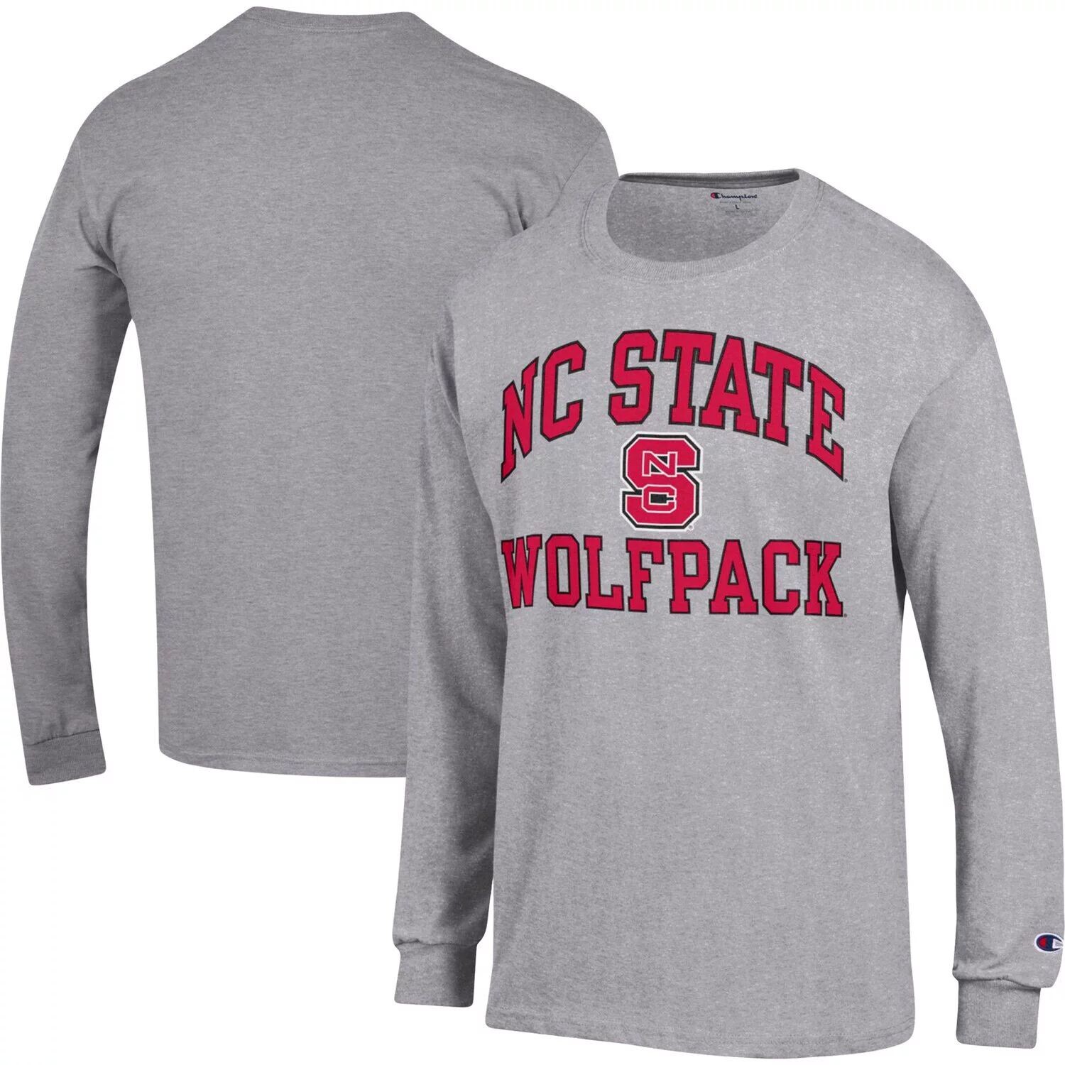 

Мужская футболка серого цвета с длинным рукавом NC State Wolfpack High Motor Champion