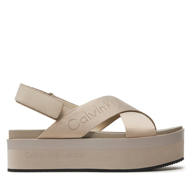 

Сандалии Calvin Klein Jeans Flatform Sandal Sling In Mr YW0YW01362 Triple Eggshell ACF, бежевый