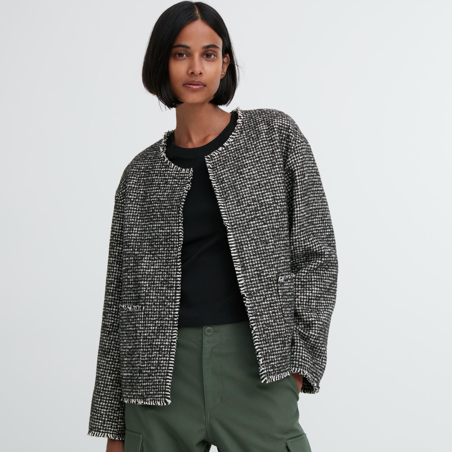 

твидовый пиджак Uniqlo, темно-серый