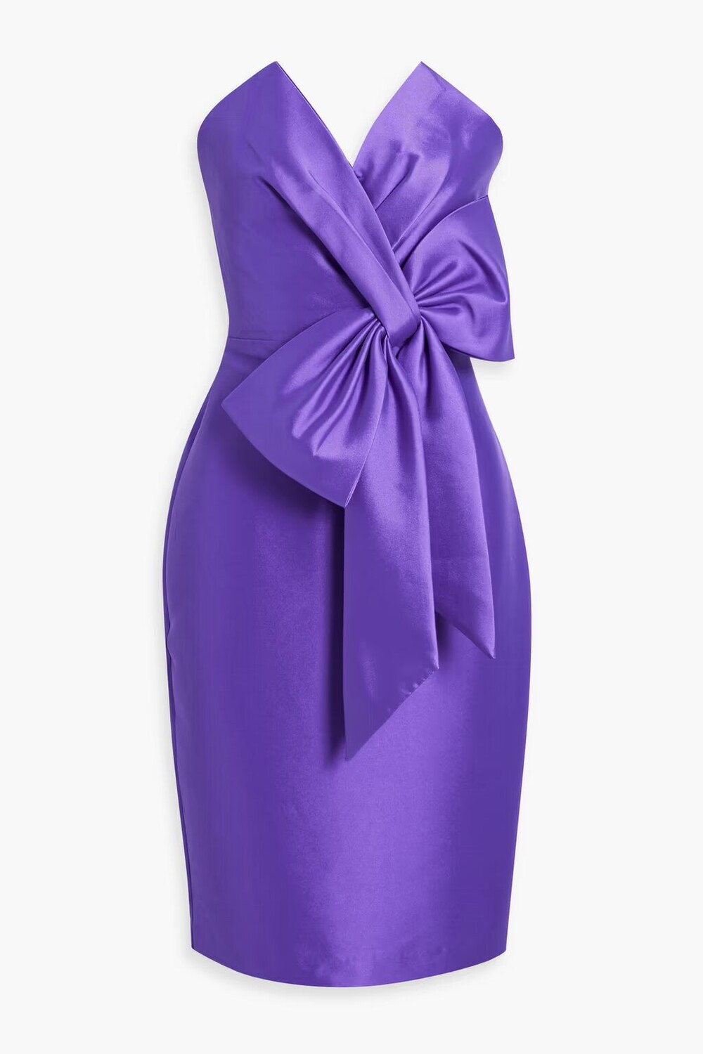

Платье из фая без бретелек с бантом Badgley Mischka, фиолетовый