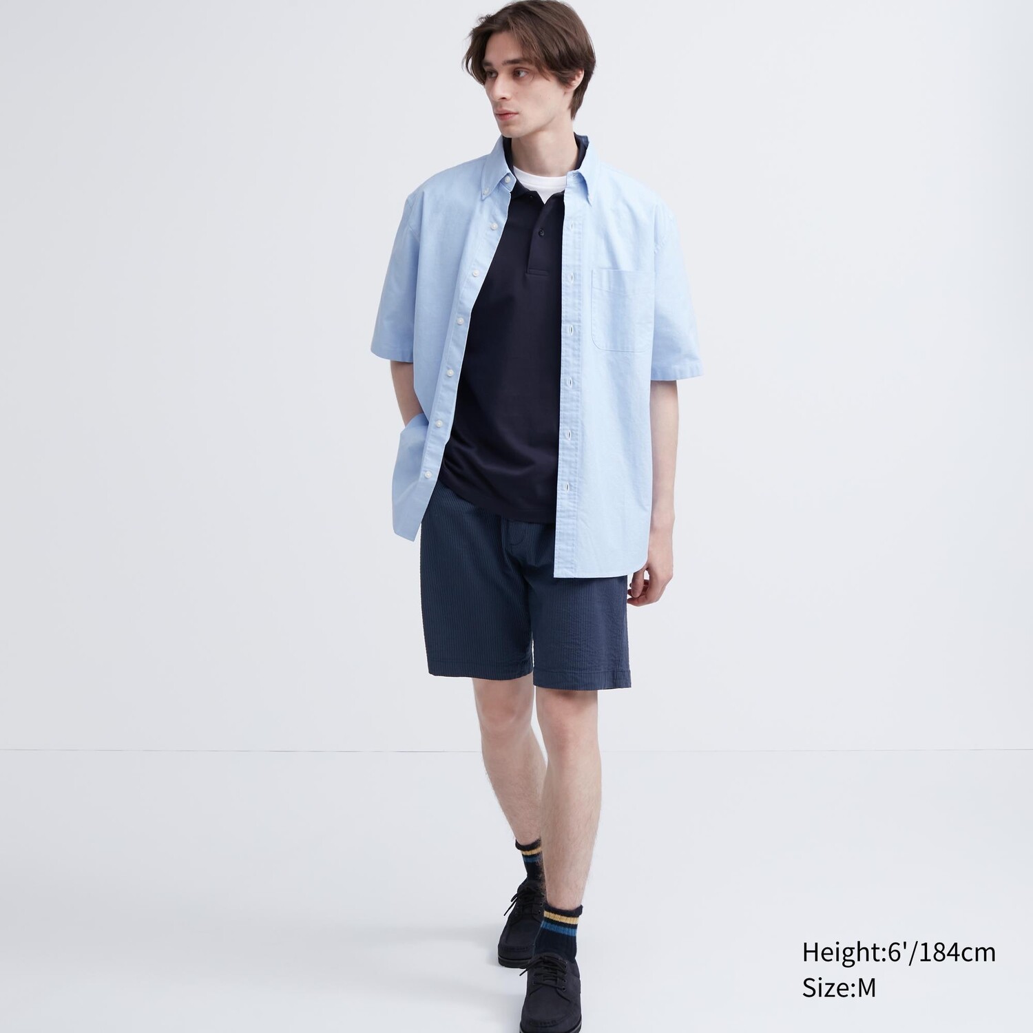

Легкие шорты из эластичной хлопчатобумажной ткани DRY Uniqlo, темно-синий
