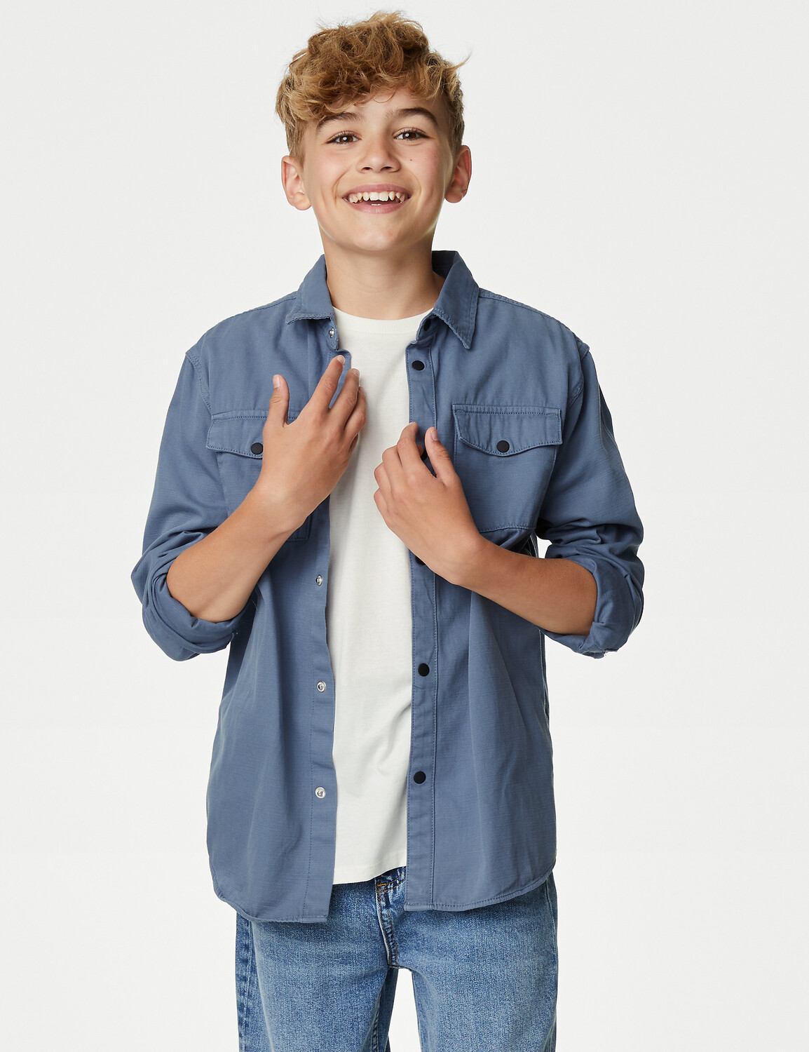 

2 рубашки и футболка из чистого хлопка (6–16 лет) Marks & Spencer