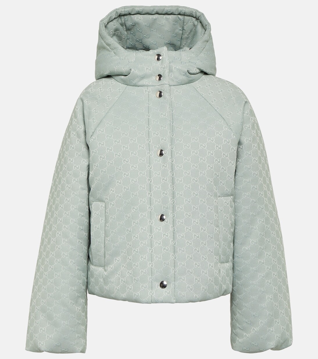 

Пуховик из плотной ткани с узором gg Gucci, синий