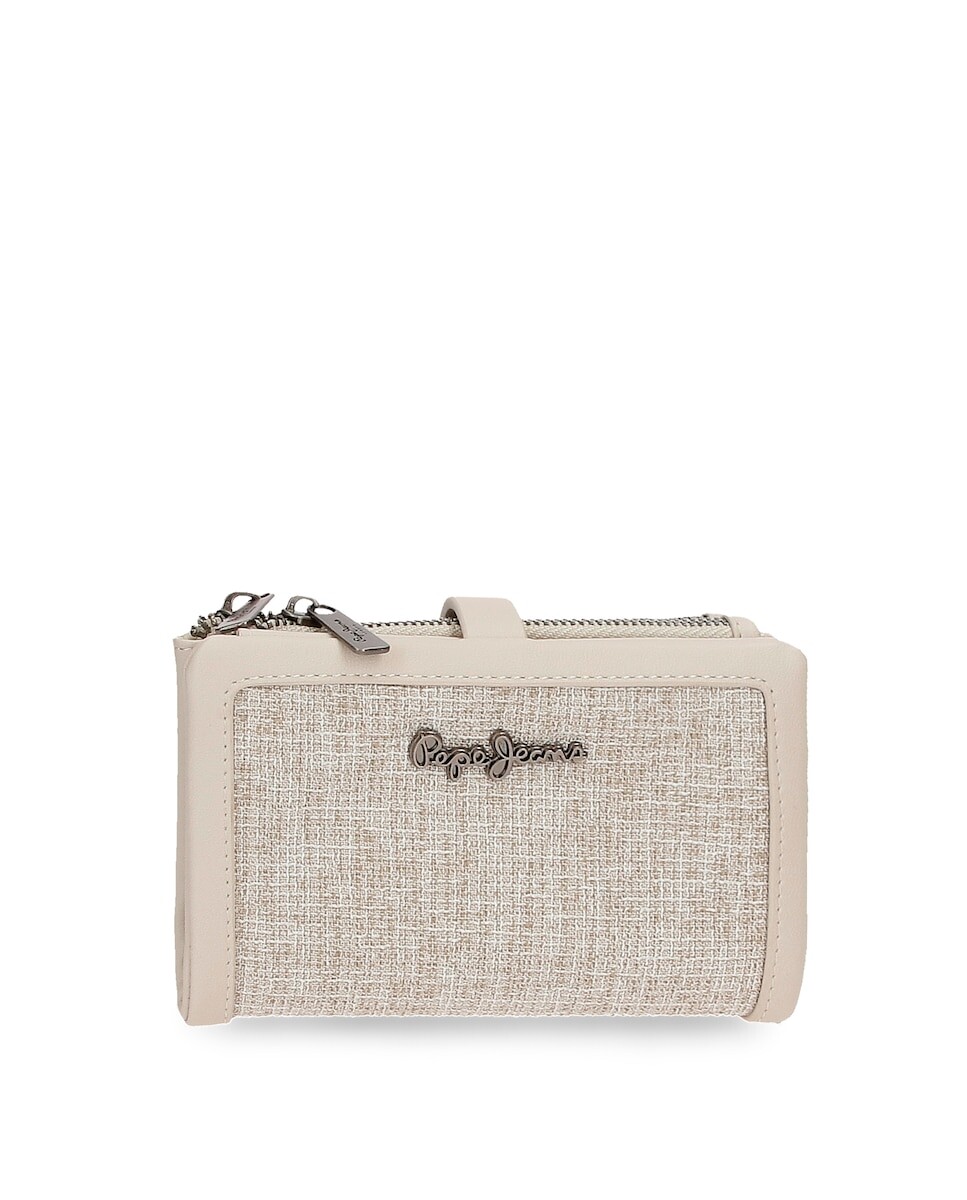 

Кошелек женский с визитницей Maddie бежевый на молнии Pepe Jeans, золотой