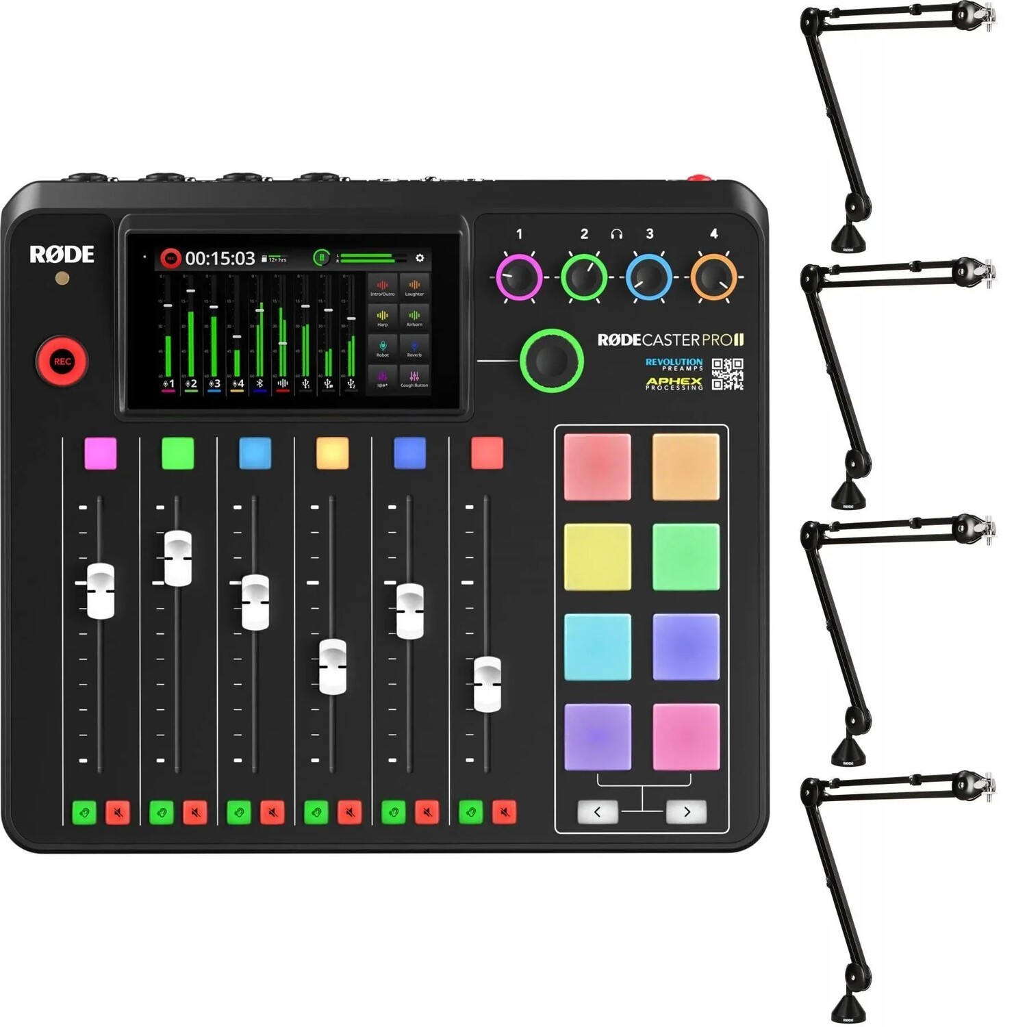 

Консоль для производства подкастов Rode Rodecaster Pro II с четырьмя стрелами