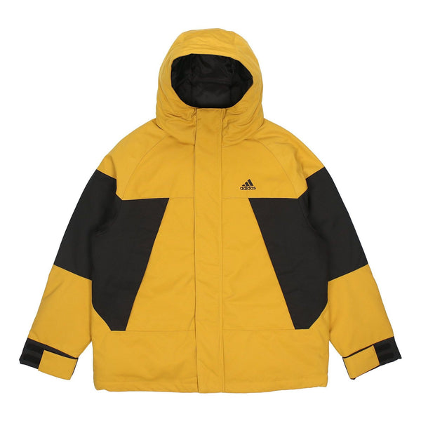 Пуховик adidas Cb Bos Logo Jkt Contrast Color Stitching Hooded Down Jacket Yellow, желтый
