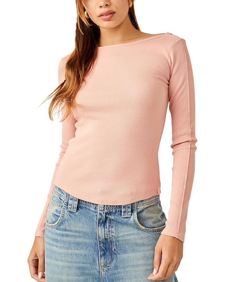 

Поло Free People Unapologetic Long Sleeve, цвет Roseblush