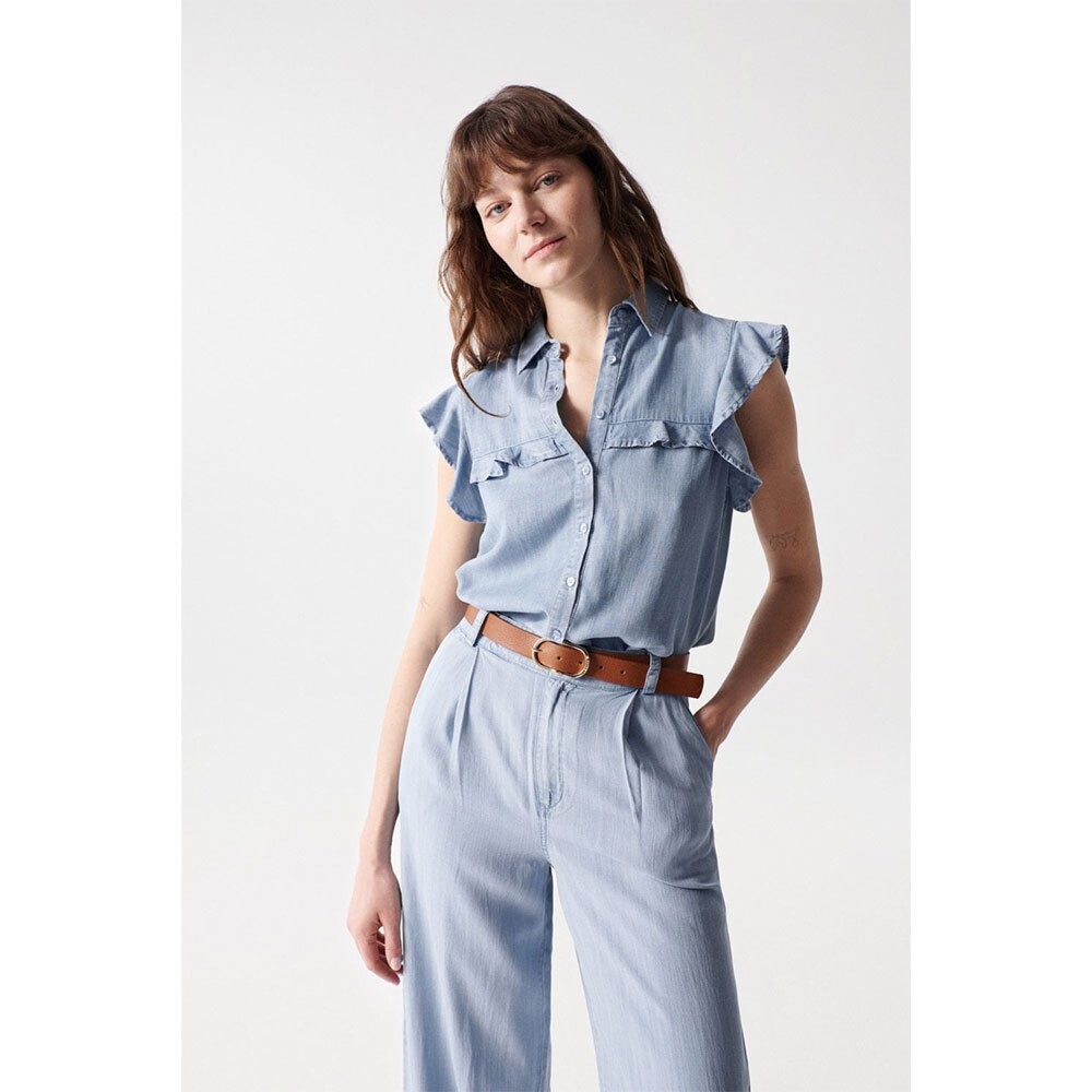 

Рубашка Salsa Jeans Lyocell Ruffle, синий