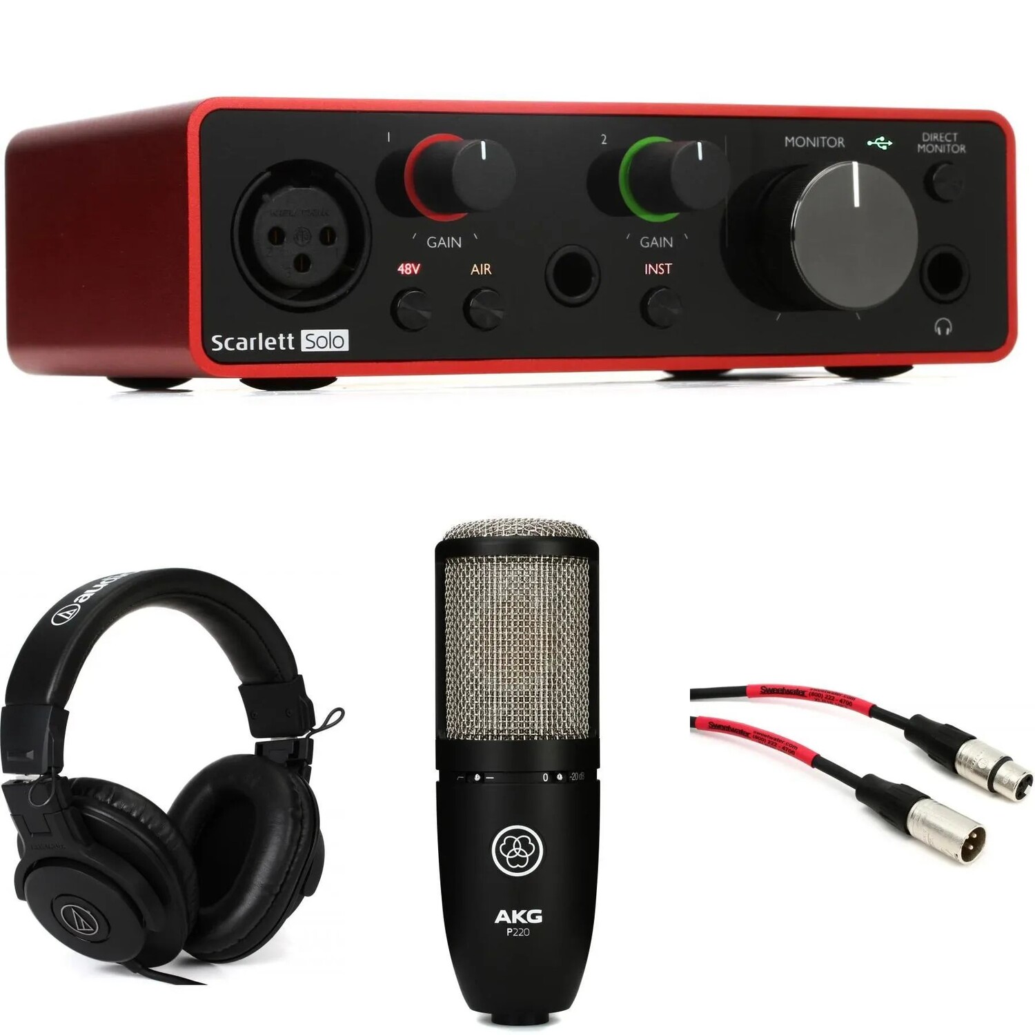 

Комплект записей вокала Focusrite Scarlett Solo и AKG P-220