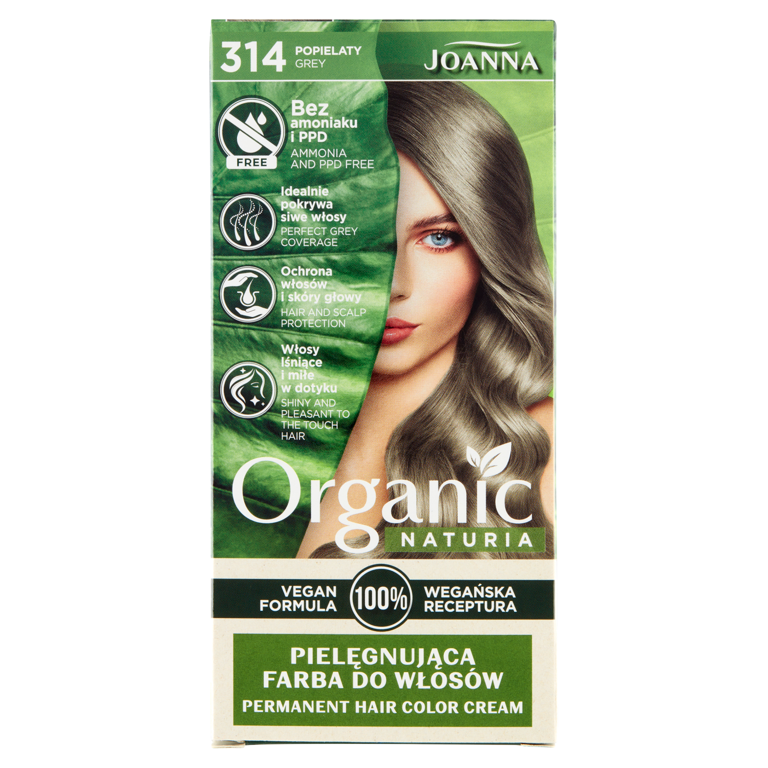 Краска для волос 314 пепельная Joanna Naturia Organic, 1 упаковка