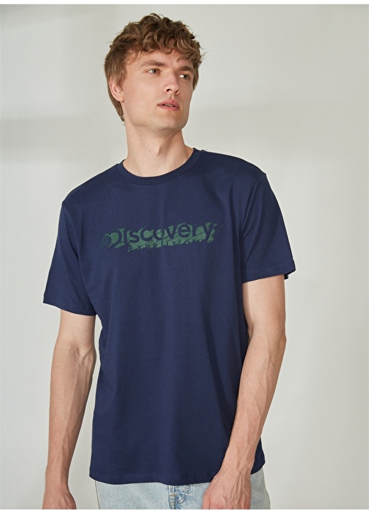 Темно-синяя мужская футболка с круглым вырезом и коротким рукавом, свободная футболка с принтом Discovery Expedition
