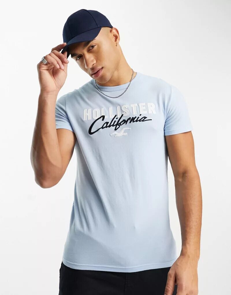 

Голубая футболка с логотипом Hollister tech