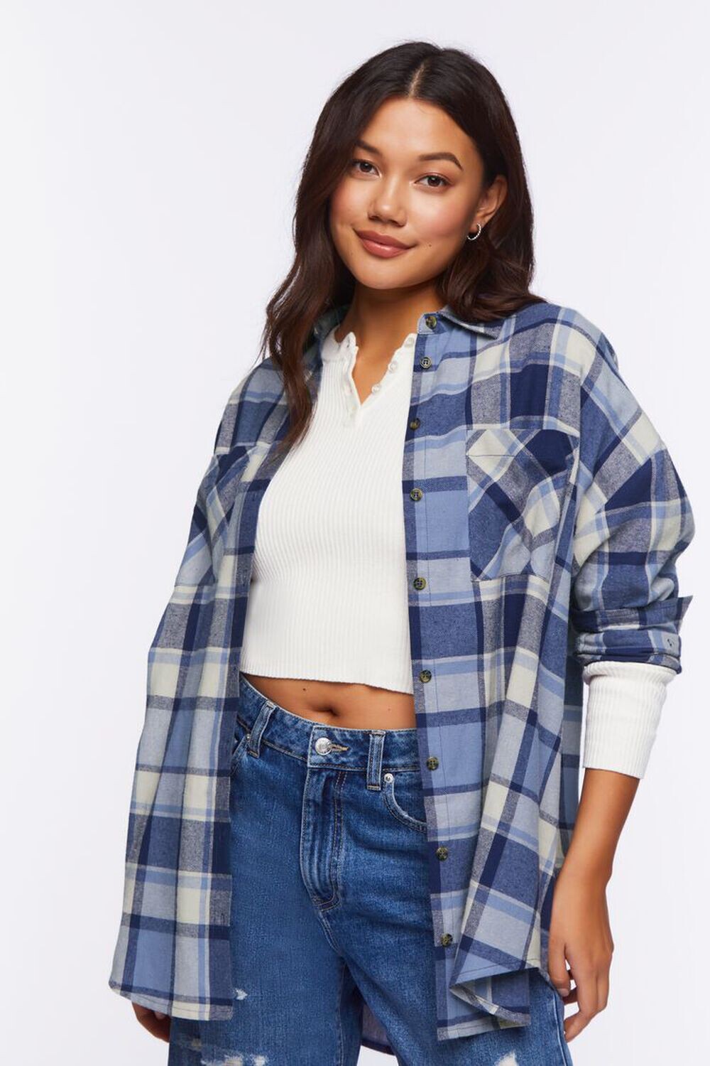 

Клетчатая фланелевая рубашка Forever 21, синий