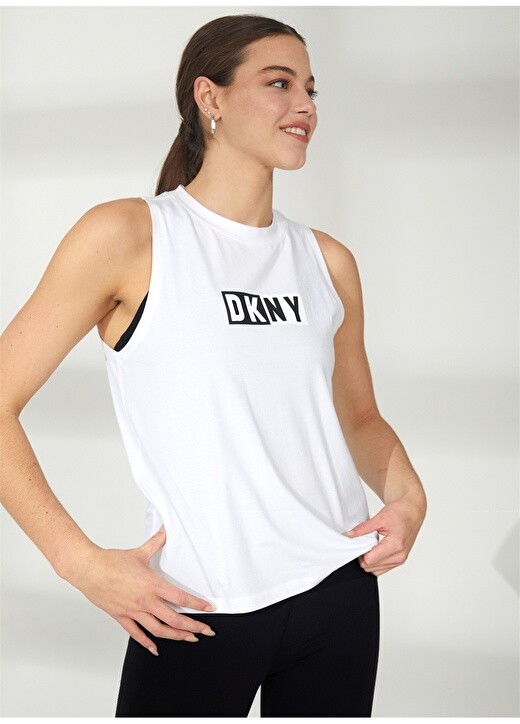 

Простая белая женская футболка с круглым вырезом Dkny Jeans, Белый