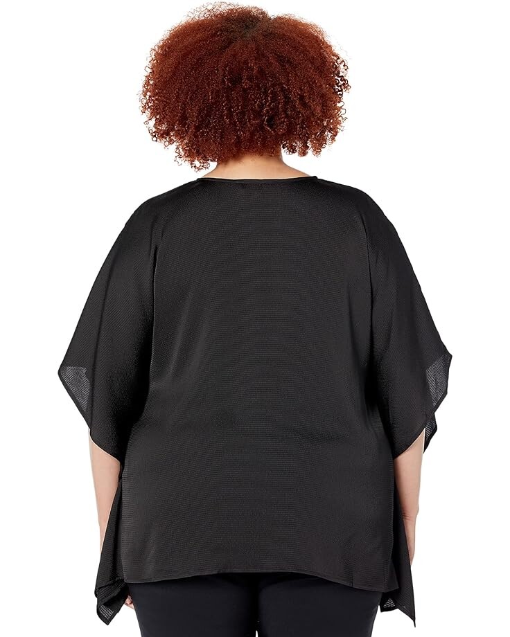 

Топ Michael Kors Plus Size Satin Hank Hem Ring Top, черный