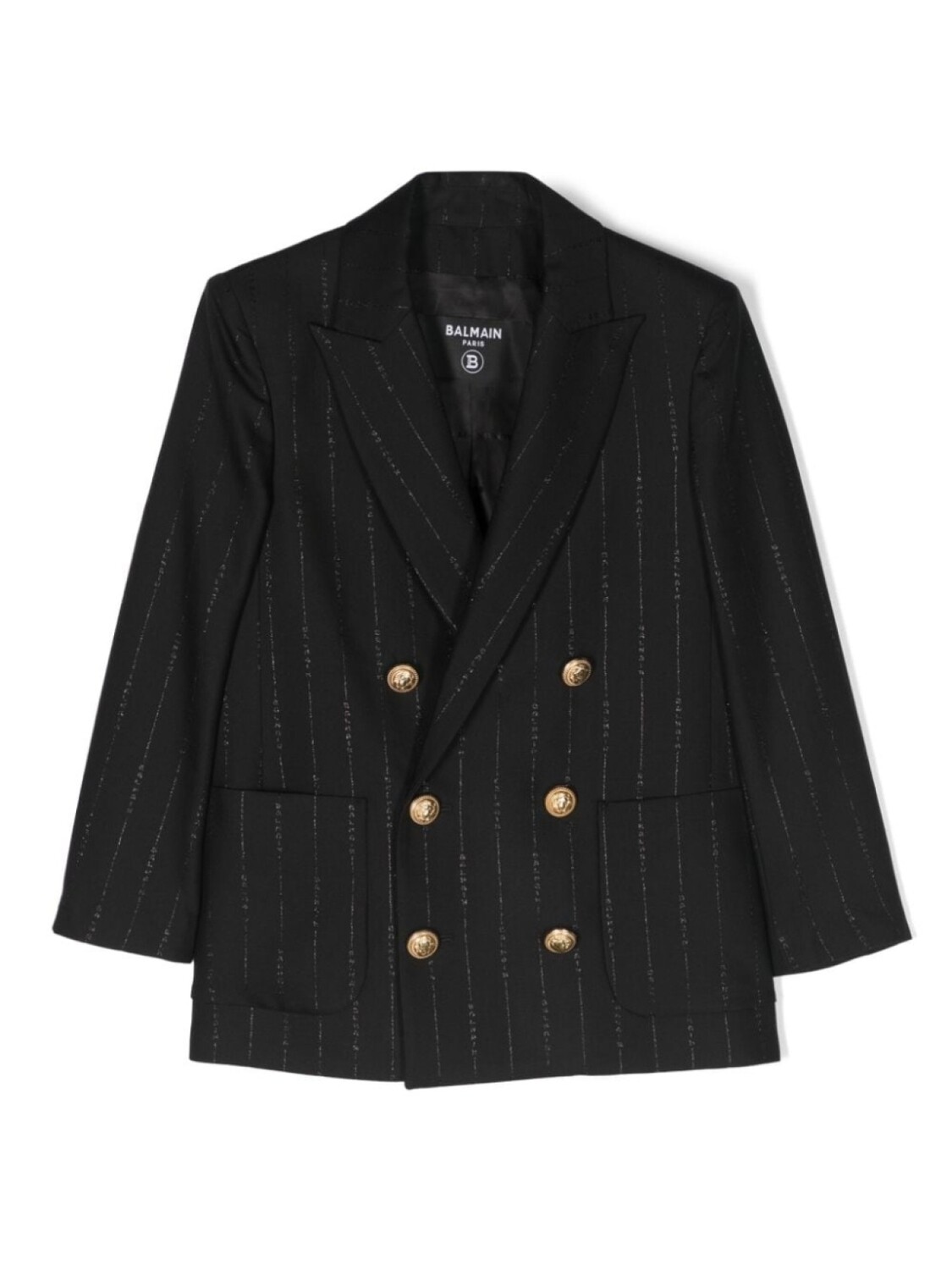 

Balmain Kids двубортный пиджак с логотипом, черный