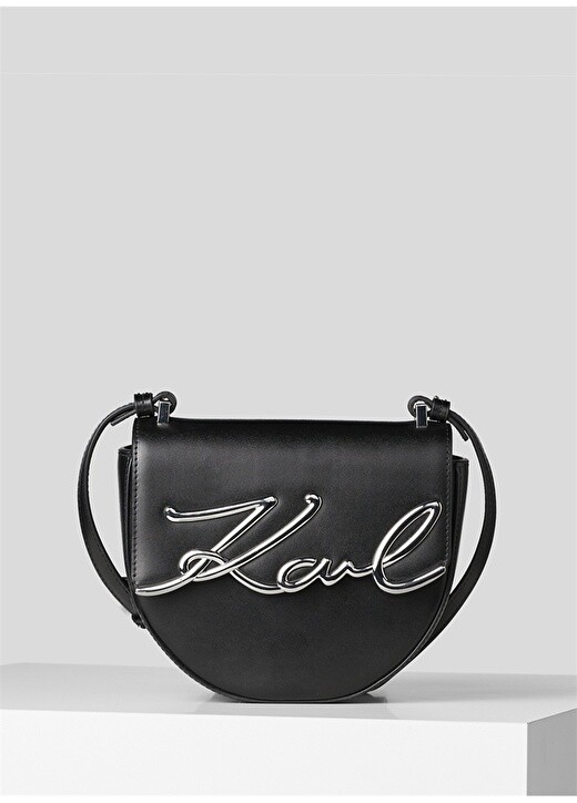 

Кожаная черная женская сумка через плечо Karl Lagerfeld