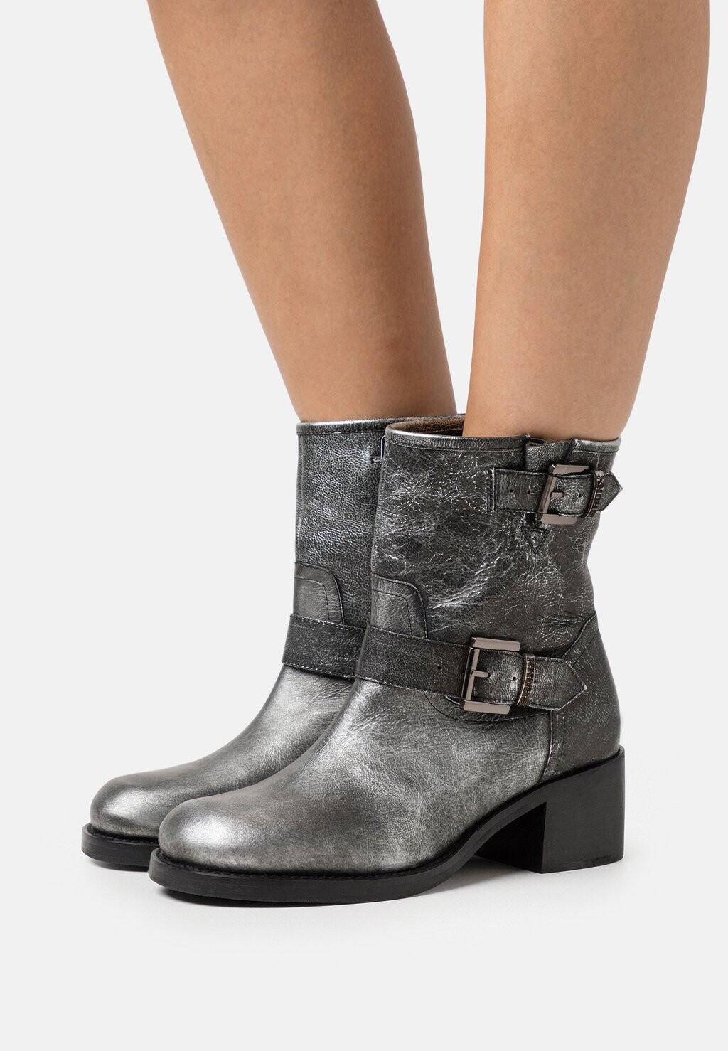 

Ковбойские/байкерские ботильоны NEW CAMPEROS Bronx, цвет gunmetal/black