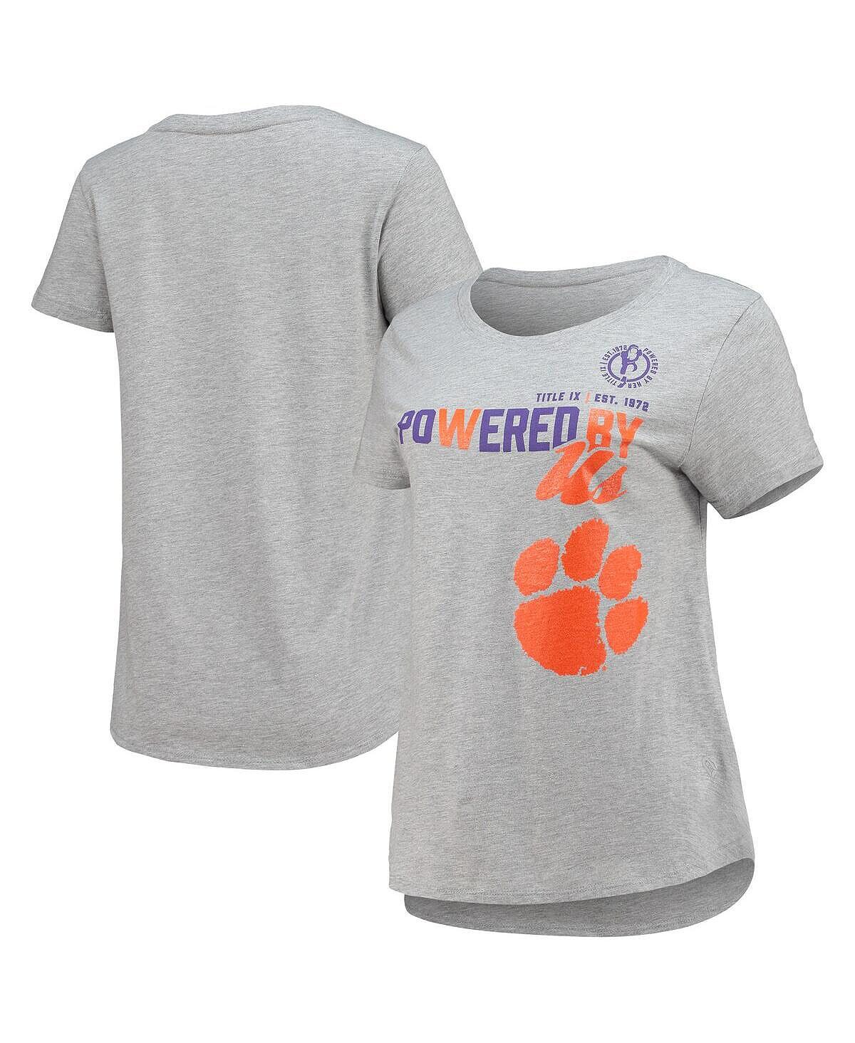

Женская серая футболка с принтом Clemson Tigers PoWered By Title IX Colosseum, Серый