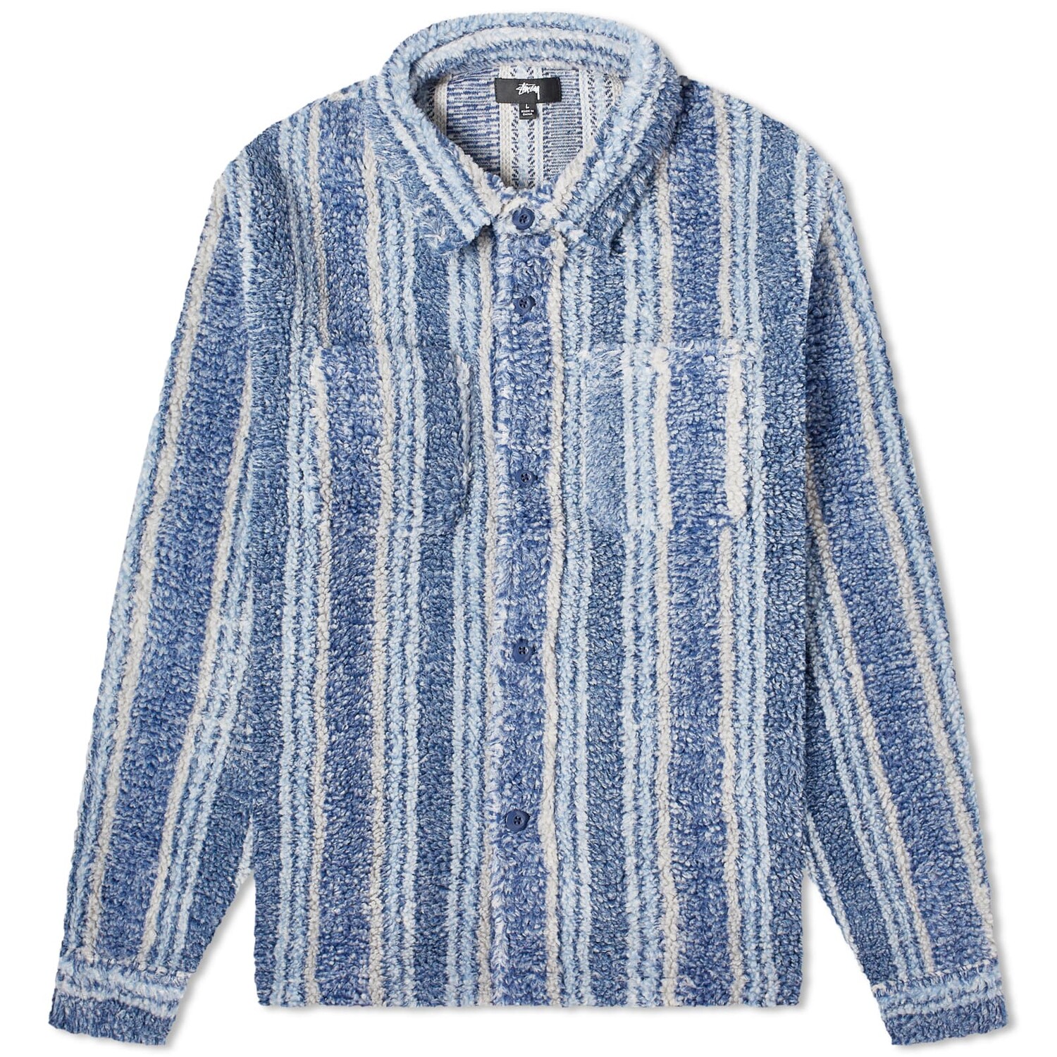 

Рубашка Stussy Stripe Sherpa, индиго