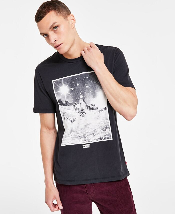 

Мужская хлопковая футболка с рисунком Levi's, черный