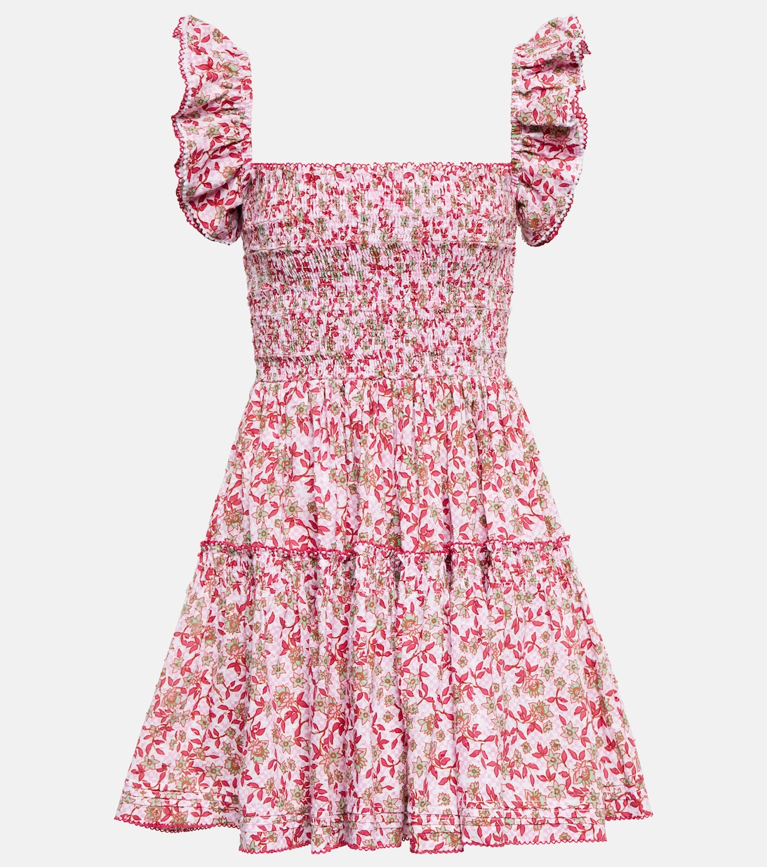 Мини-платье Aurora с цветочным принтом POUPETTE ST BARTH, розовый цена и фото