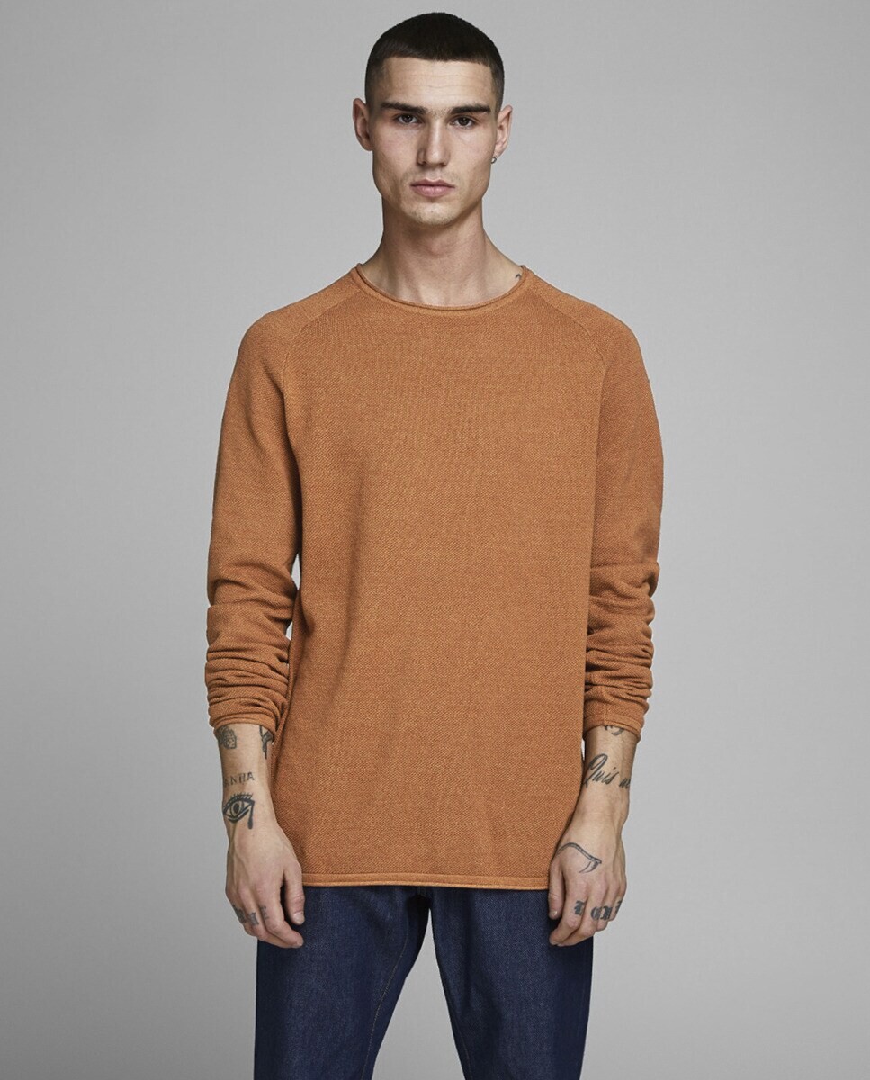 

Горчичный мужской свитер с круглым вырезом Jack & Jones, горчичный, Желтый
