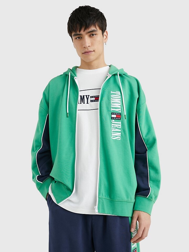 

Толстовка с капюшоном на молнии с логотипом в стиле ретро Tommy Jeans