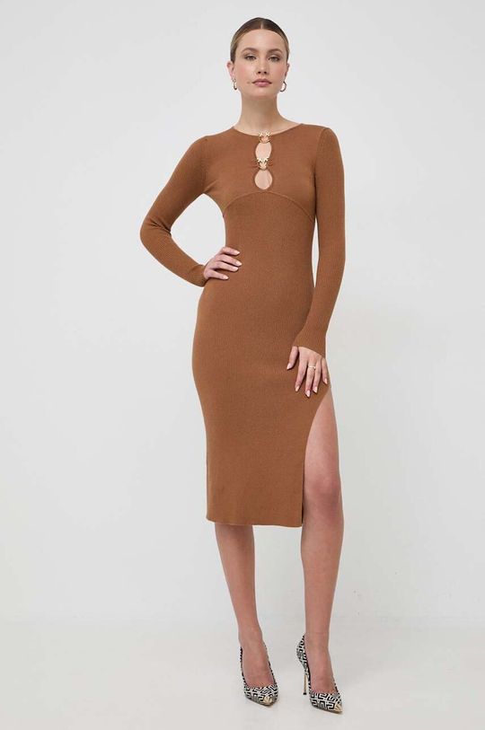 Шерстяное платье Pinko, коричневый платье love republic шерстяное 42 размер