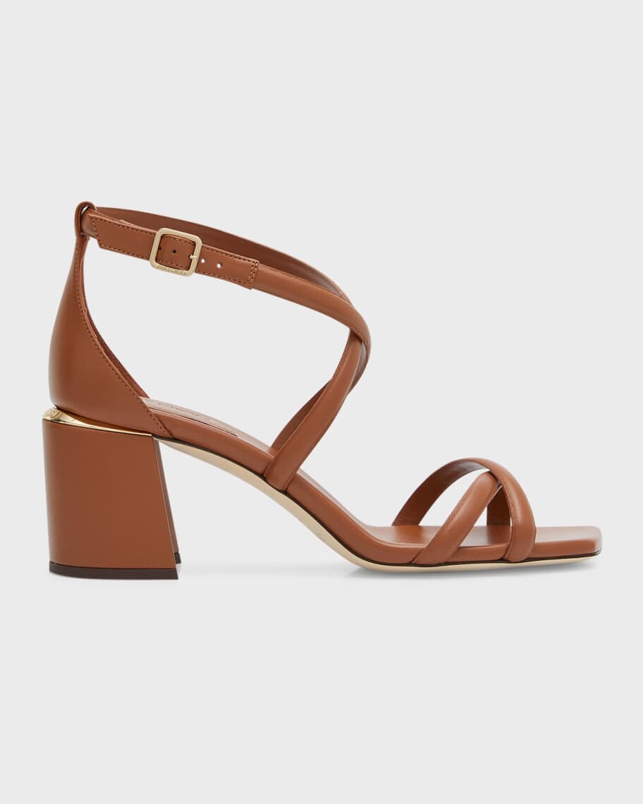 

Кожаные босоножки Rhea с перекрестным каблуком Jimmy Choo