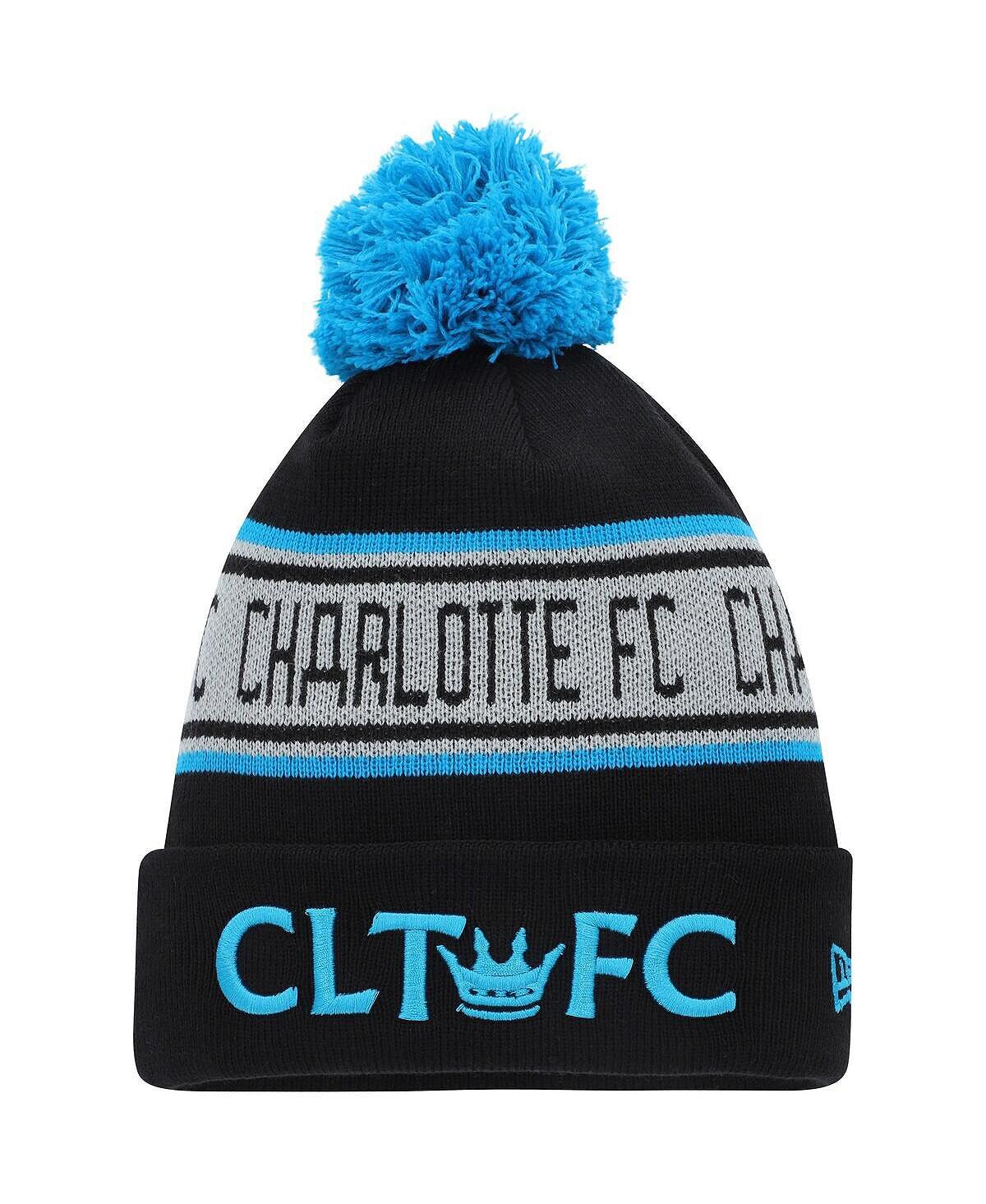 

Черная вязаная шапка с манжетами и помпоном для мальчиков Youth Boys Charlotte FC New Era