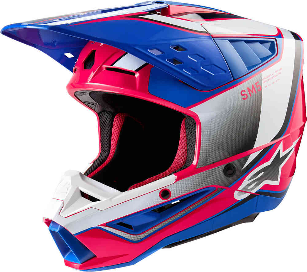цена S-M5 Sail 2024 Шлем для мотокросса Alpinestars, белый/розовый/синий