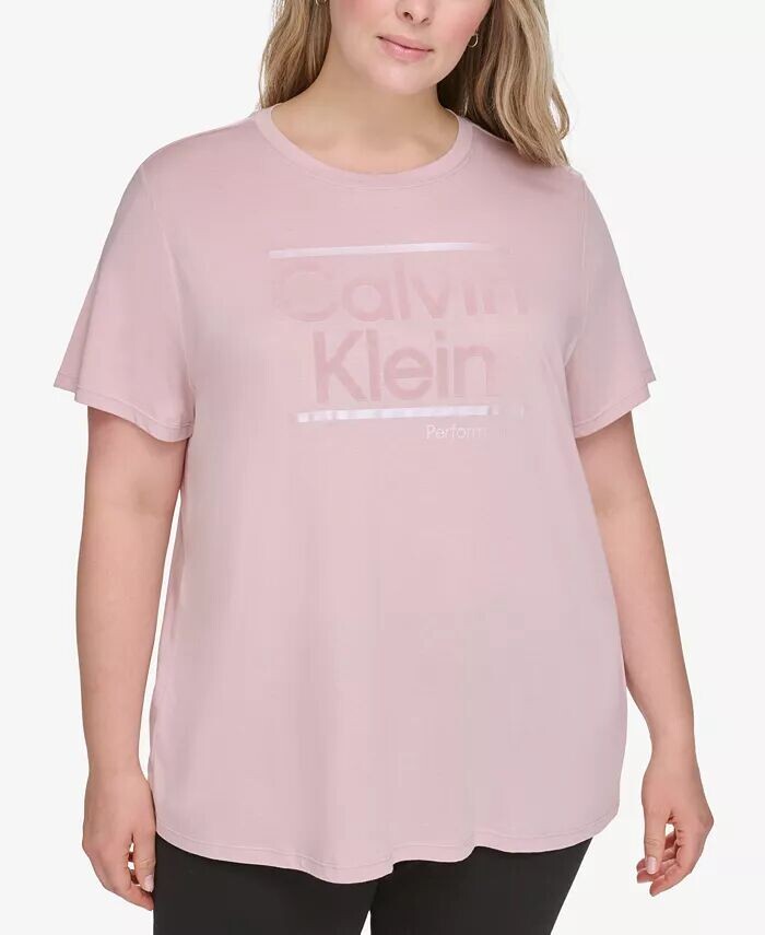 

Футболка больших размеров с короткими рукавами и логотипом Calvin Klein, розовый