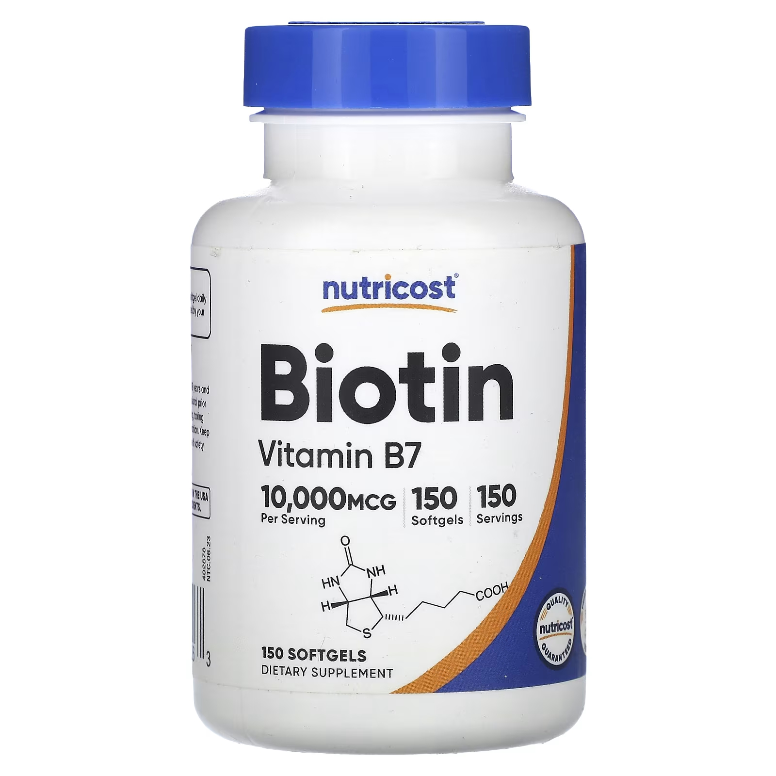 Биотин витамин B7 Nutricost, 150 мягких таблеток