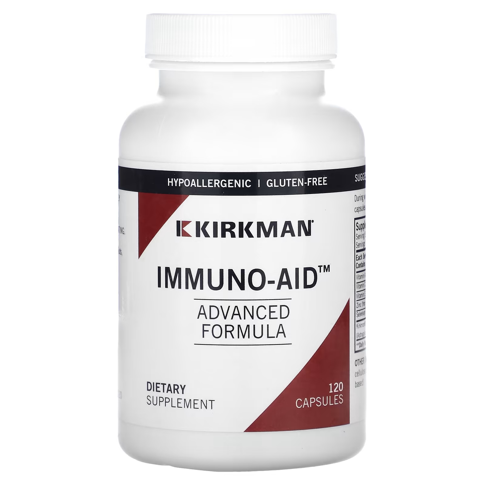 Пищевая добавка Kirkman Labs Immuno-Aid Advanced Formula, 120 капсул пищевая добавка kirkman labs advanced adult minerals with 5 mthf 180 капсул