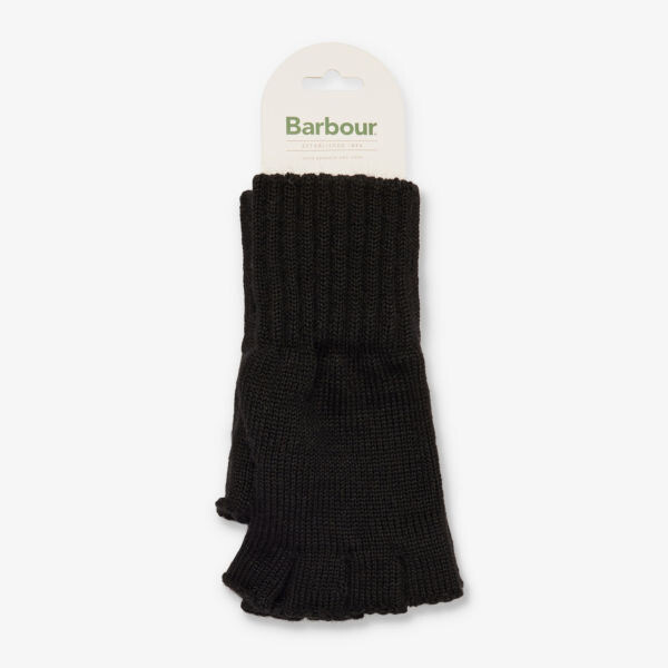 

Перчатки шерстяные трикотажные без пальцев в рубчик Barbour, черный