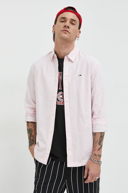 

Хлопковая рубашка Tommy Jeans, розовый
