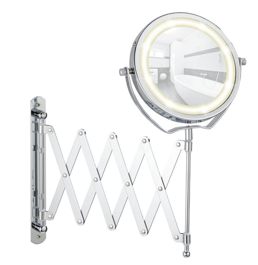 цена Косметическое зеркало BROLO со светодиодной подсветкой и телескопическим кронштейном, увеличение x3, WENKO