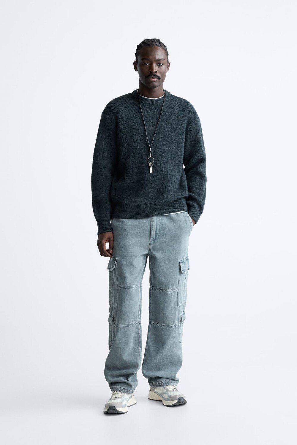 

Текстурированный свитер ZARA, синий
