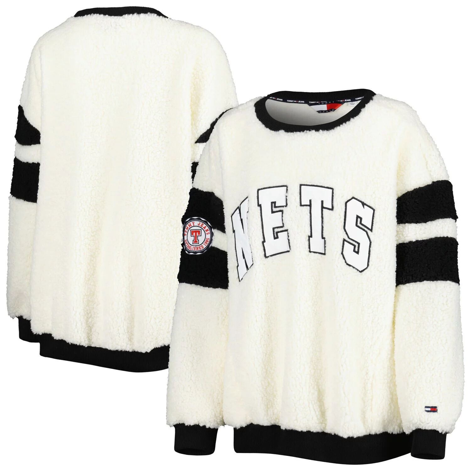 

Женский пуловер Tommy Jeans Oatme/Black Brooklyn Nets Mindy Sherpa, толстовка