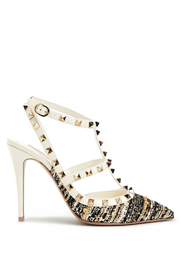 

Твидовые кожаные туфли rockstud на каблуке Valentino Garavani