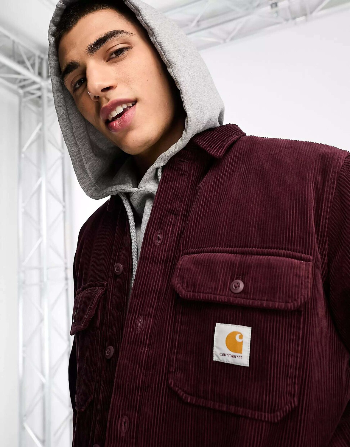 

Бордовая вельветовая стеганая рубашка Carhartt WIP